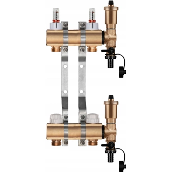 Rozdzielacz do ogrzewania podłogowego – 2 sekcje (mosiężny)