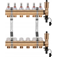 Rozdzielacz do ogrzewania podłogowego – 6 sekcji (mosiężny)