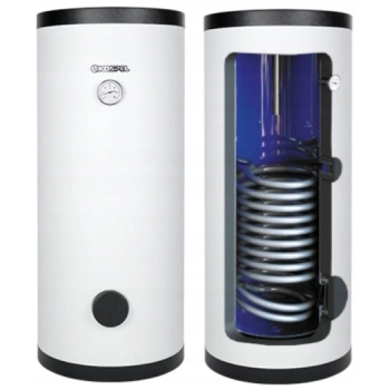 Wymiennik CWU Kospel SW-251 (następca SW-250) 254 l z wężownicą spiralną 1,11 m² — pionowy zasobnik do kotła CO