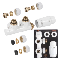 Zestaw termostatyczny Invena Duoplex biały 50 mm do dolnego podłączenia grzejnika