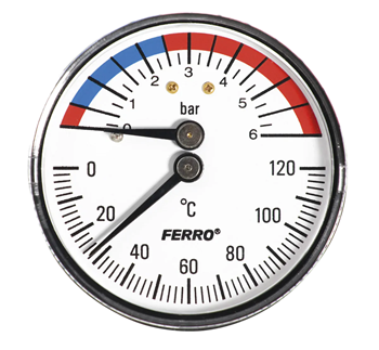 Termometr bimetaliczny 63 mm, 120℃ , 6 bar