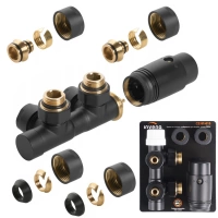 Zestaw termostatyczny Invena Duoplex czarny 50 mm do dolnego podłączenia grzejnika