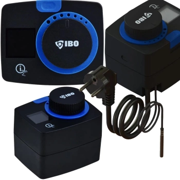 Siłownik zaworu mieszającego 3- i 4-drogowego IBO STER-D PRO T1 230V 6 Nm z czujnikiem temperatury