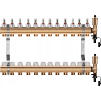 Rozdzielacz do ogrzewania podłogowego – 12 sekcji (mosiężny)