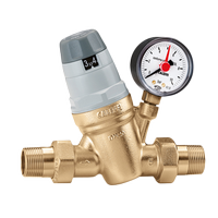 CALEFFI Regulator ciśnienia z manometrem, wymiennym wkładem oraz wskaźnikiem nastawy - 3/4